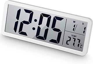 Reloj de Pared Digital, Reloj LED digital, Silencioso Reloj Digital, calendario e temperatura, 12/24 horas, batteria e USB...