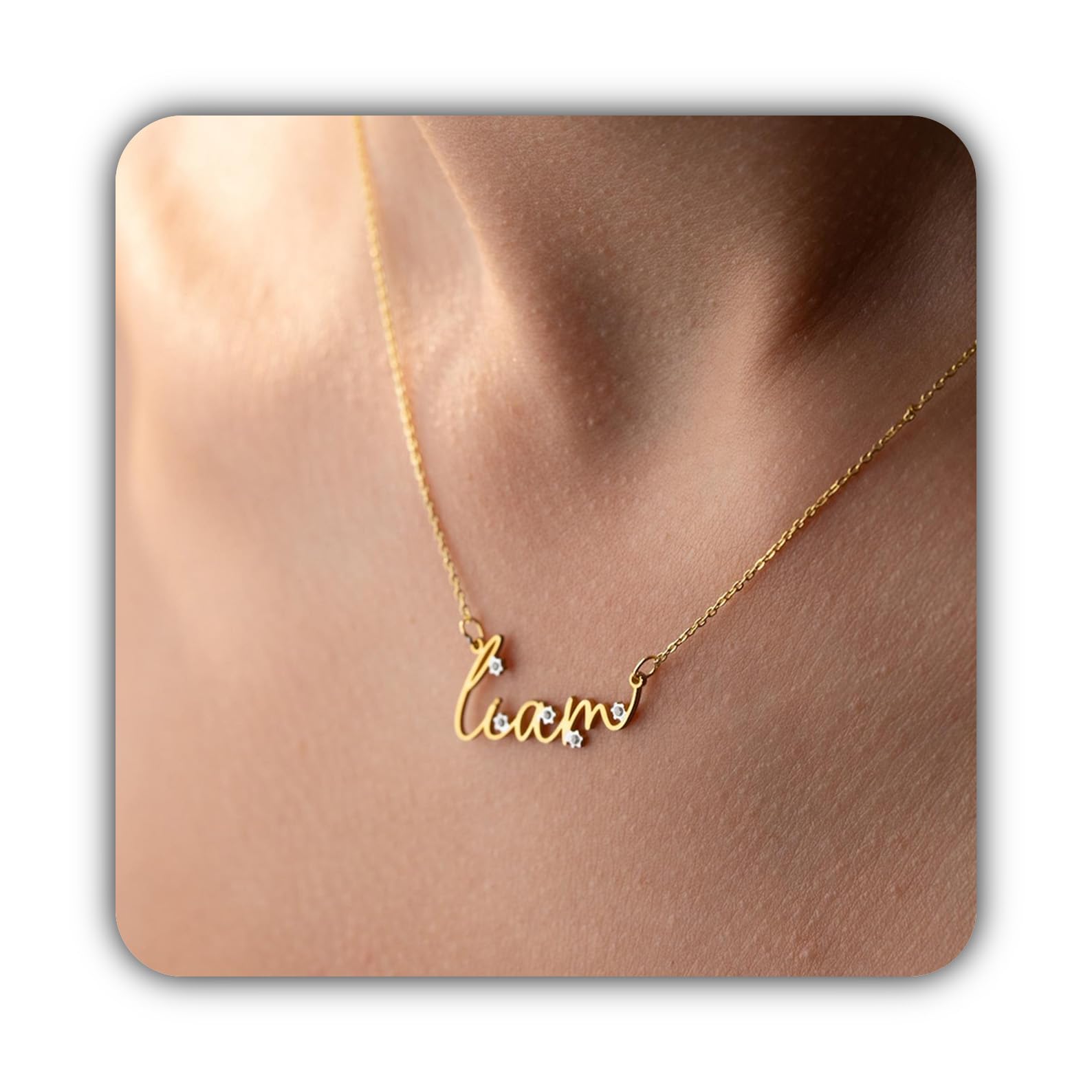 Personalizzato diamante collana con nome oro argento con ciondolo per lei Festa della Mamma Natale anniversario compleanno