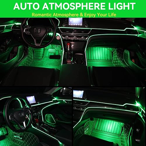 Miniatura 4 de Luces de alambre El para automóvil, alambre electroluminiscente verde, luces de neón para interior de automóvil, 16 pies, 16.4 ft, tira de luz LED