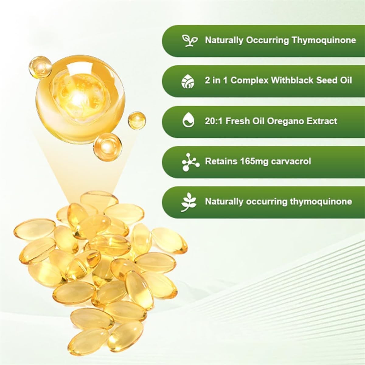 Re-silia Olio di Origano Softgels, Resilia Olio di Origano con 6000mg Olio di Semi Nero, Olio di Semi Nero, Facile da Deglutire, Immunità Naturalmente, Ricco di Nutrienti, Esperienza Migliorato