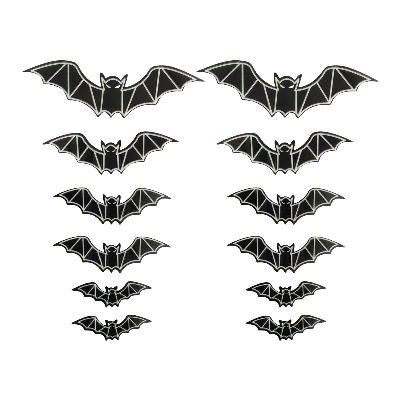 of 12 Glowing in Dark Bat Shape Wall Sticker Halloween Decoration PVC Luminously Decal Clings Party Supplies Glow-in-the-Dark Wall Stickers