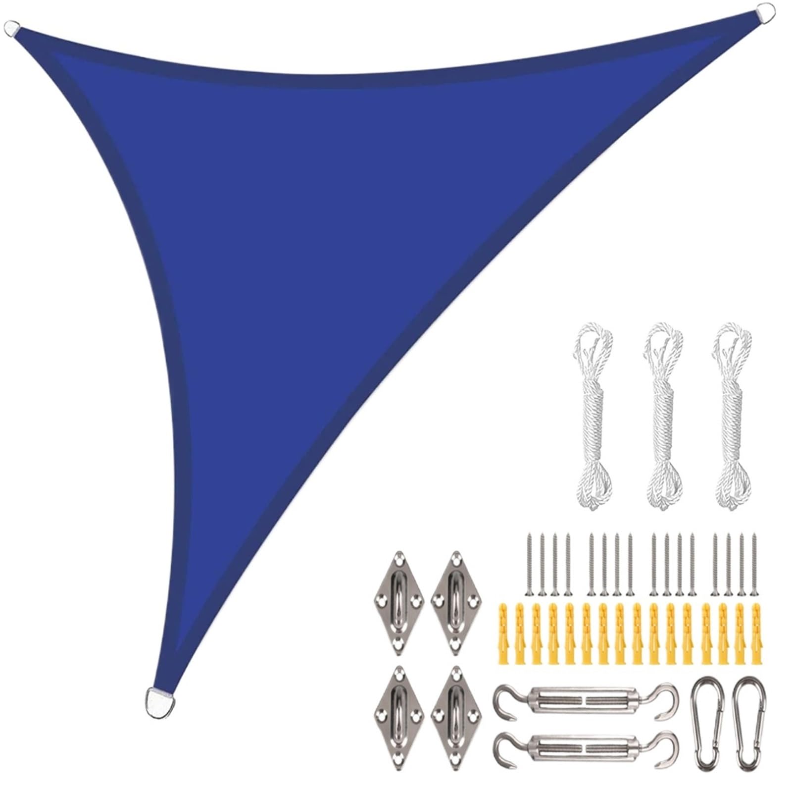 Voile d'ombrage triangulaire 360x360x360 cm imperméable bleu anti-UV pour extérieur