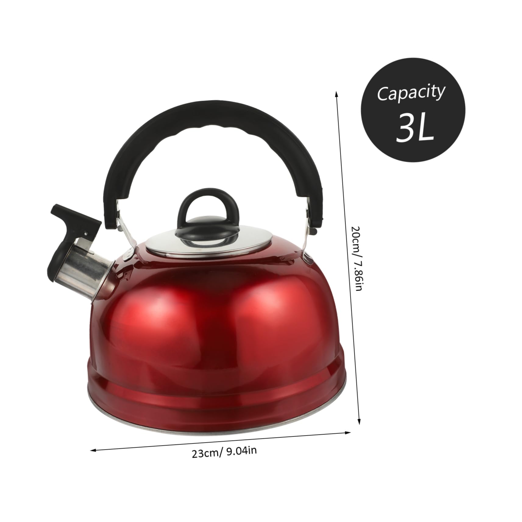 Hemoton Stainless Steel Whistling Kettle Hemispherical Design Fast Boil for Induction Cookers Eye-catching Bright Ergonomic Handle for Comfortable Grip Random Style