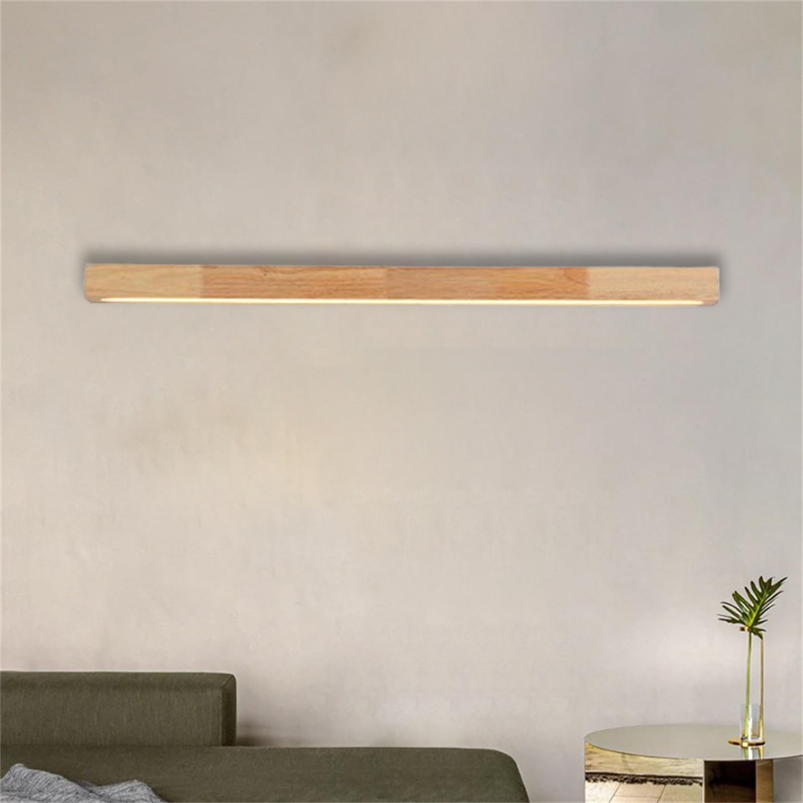 Dimmbar LED Wandleuchte Innen Holz Wandlampe Lange 2700K/4500K/6500K Lampe Modern Wandbeleuchtung Für Schlafzimmer Wohnzimmer Flur Treppenhaus Innenbeleuchtung Nachtlampe (Holz,120CM)
