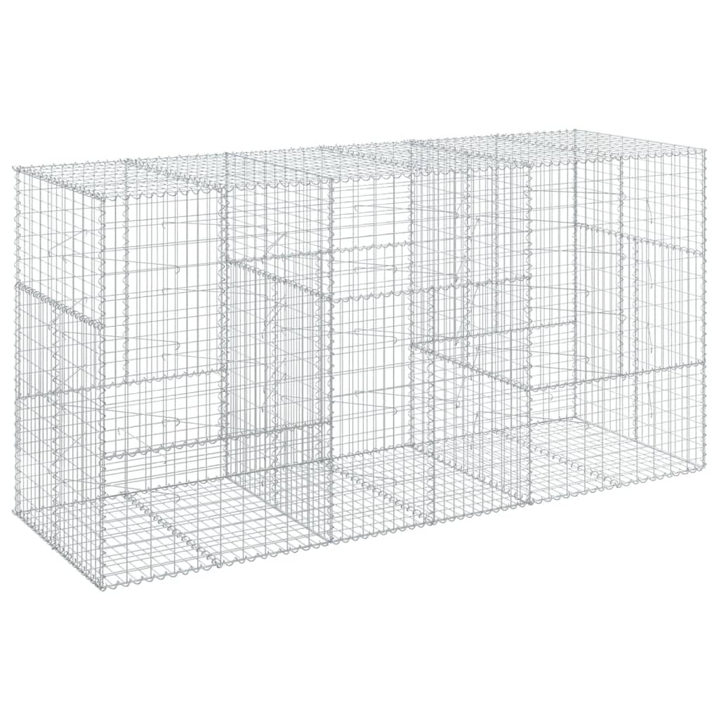 Gavión con tapa, 300 x 100 x 150 cm, cesta de piedra galvanizada | Cesta de alambre galvanizado resistente para jardín como protección visual, terraplén o elemento decorativo.