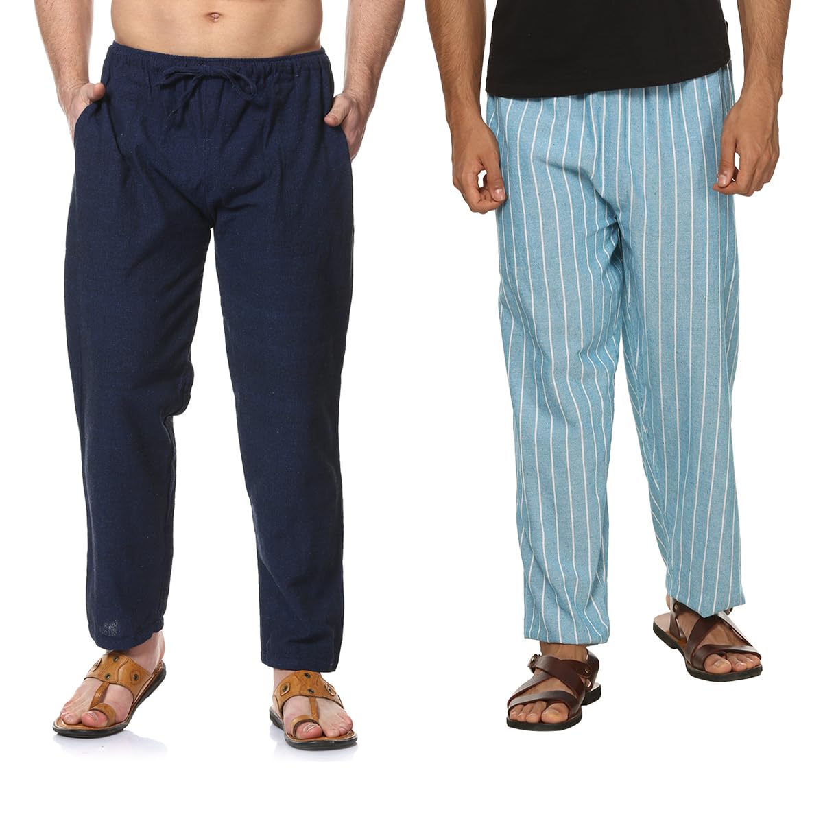 One Size Men's Eco-Friendly Cotton Pyjama Pack of 2 | Fits Waist Size 28 to 36 Inches