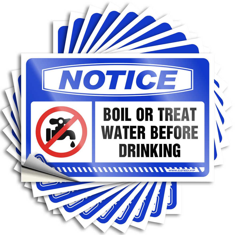 Patio Decorations Quote Door | Notice Boil Or Treat Water Before Drinking Personalized Microfiber Sticker Pack(6X9CM)