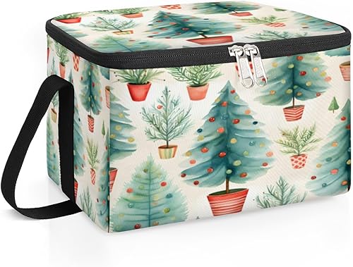 Miniatura 2 de QsirBC Bolsa de almuerzo aislada con temática de árbol de Navidad, bolsa de almuerzo reutilizable para adultos y hombres, lonchera para trabajo,