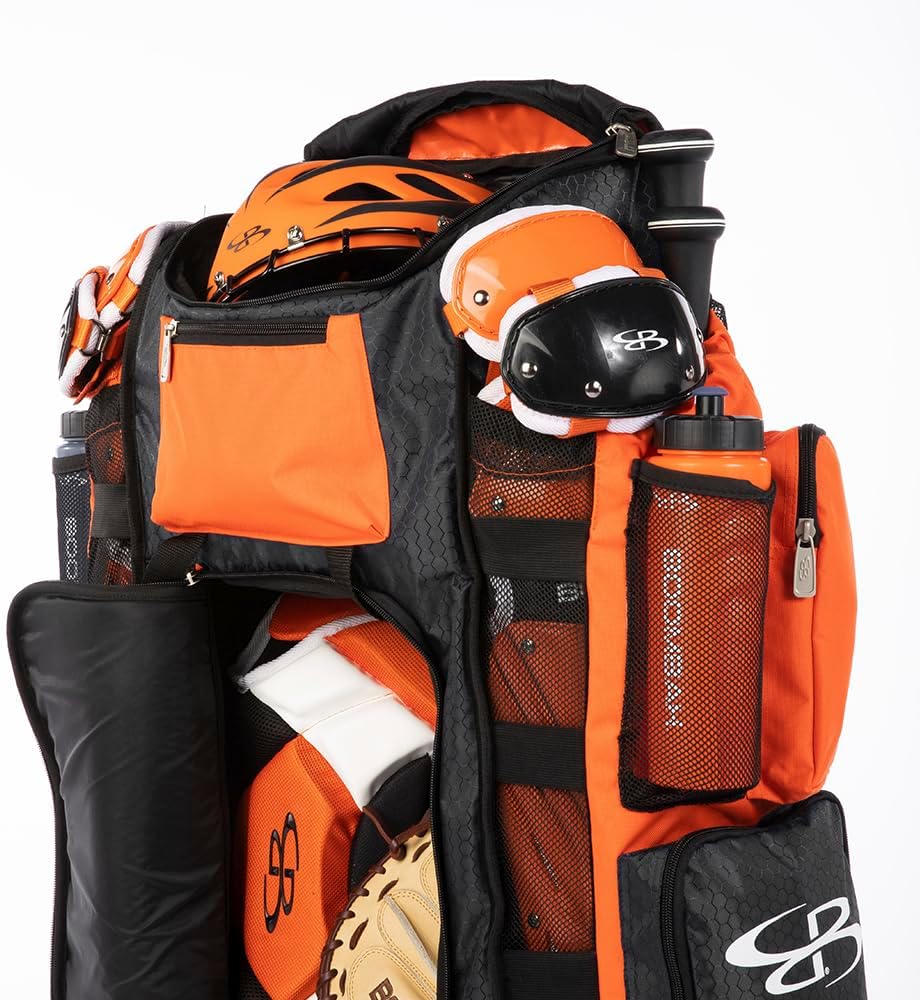 Boombah Superpack XL Rolling Bat Bag, USA United Navy Red & White, Baseball Softball Catcher’s Gear Equipment Bag with Wheels, Holds 8 Bats, Telescopic Handle, Heavy Duty Wheels