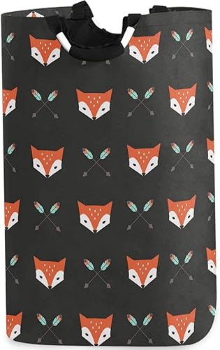 visesunny Cesta de lavandería plegable con diseño de zorros y flechas de animales, de tela Oxford, organizador de juguetes con asa para baño,