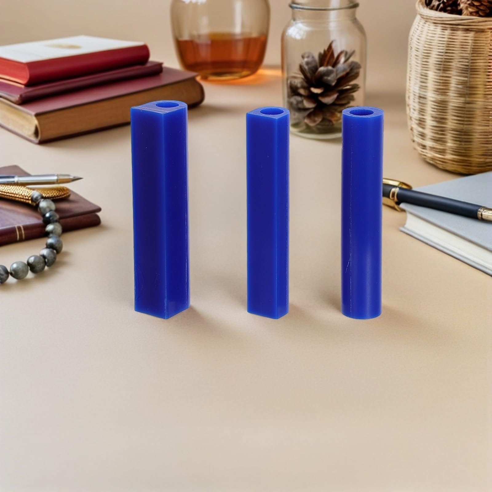 Angoily 7 Stück Schmuckwachsschnitzerei Wachsringgrößenmesser Blau Kohlenstoffstahl und Wachs für Ringmodelle und Schmuckgussformen Studio und Übung für Studenten und Hobbybastler
