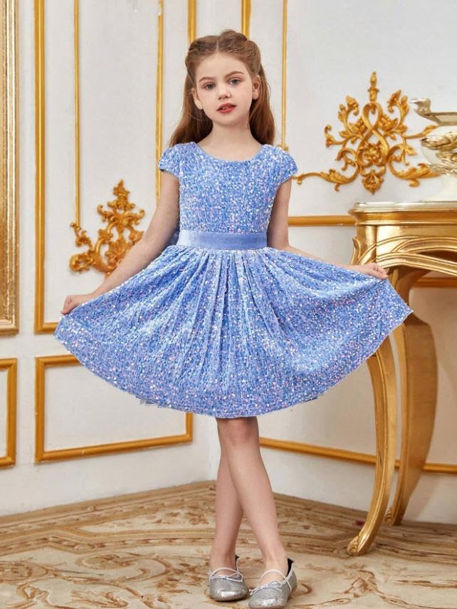 Sequin Flower Girls Dress Pageant Dresses Short for Princess Birthday Party Prom Formal Ball Gowns PY1333