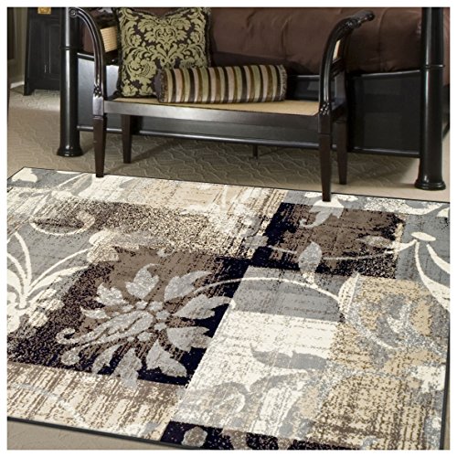 Superior Designer Pastiche Area Rug, Distressed Geometric Floral Patchwork Pattern, 5' x 8'