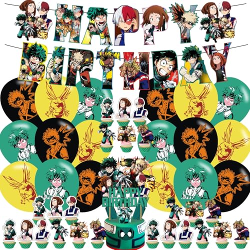 Karg Anime Birthday Party Decoration Princess Includes Cake Toppers, Cupcake Toppers, Balloons, Banner Party Supplies Decoration For Adults Boys Girls Teens