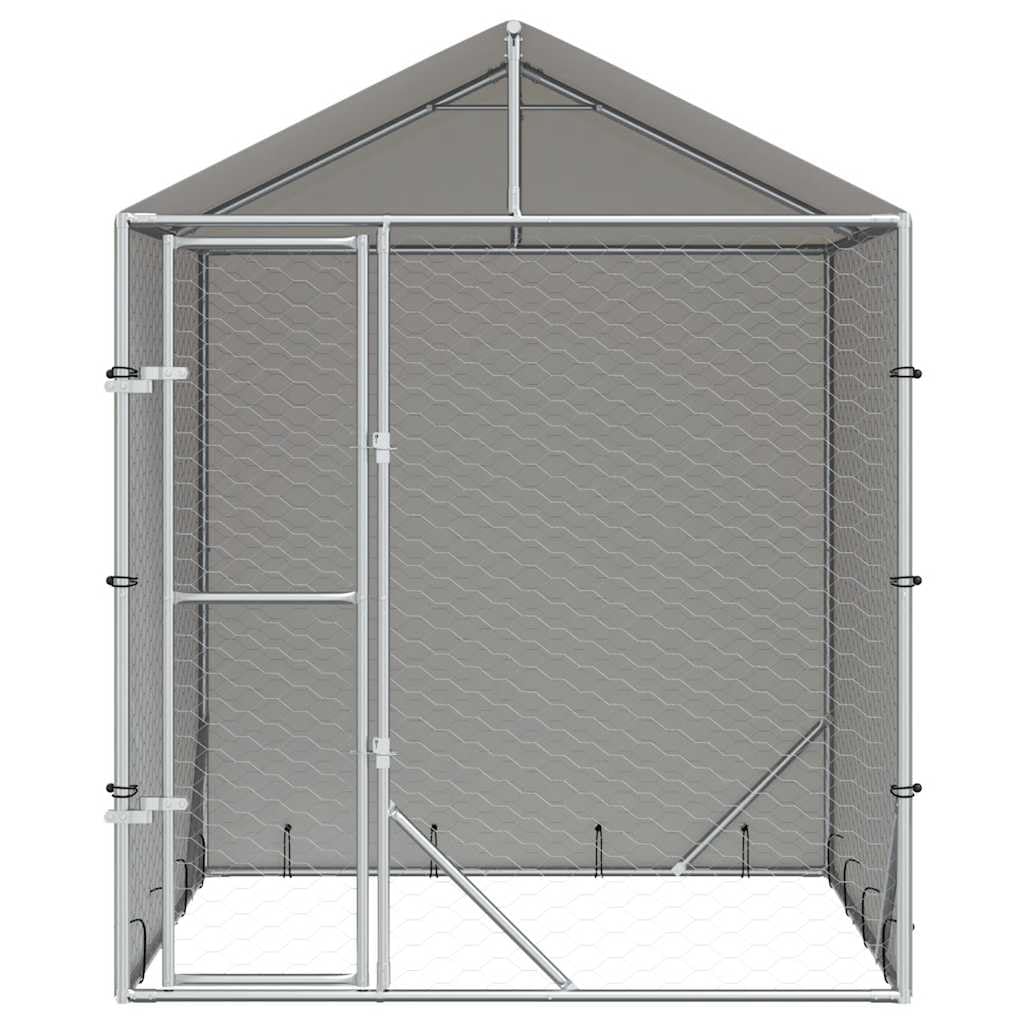vidaXL Cuccia Cani da Esterno Tetto Argento 2x2x2,5 m Acciaio Zincato