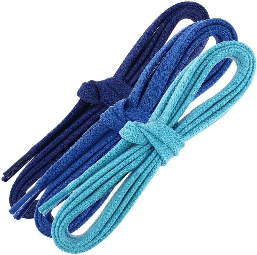 Les Lacets FrançaisSet of 3 Pairs of Thick Flat Shoelaces - SNEAKERS & BASKETS - 100% Cotton - In Pack: - Made in France - Living Heritage Company, King Blue / Coat of Arms / Turquoise, 150