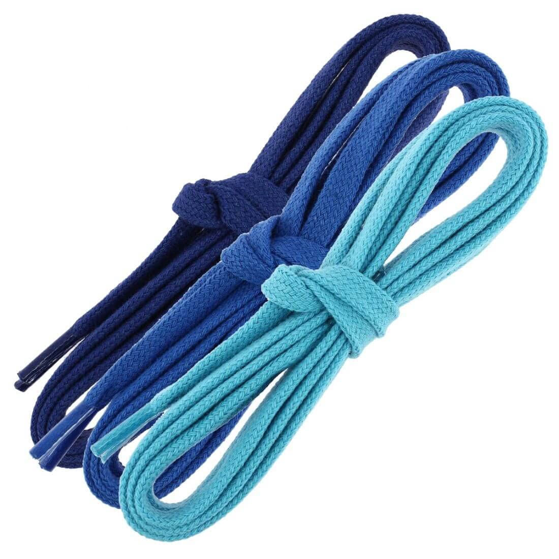Les Lacets FrançaisSet of 3 Pairs of Thick Flat Shoelaces - SNEAKERS & BASKETS - 100% Cotton - In Pack: - Made in France - Living Heritage Company, King Blue / Coat of Arms / Turquoise, 150