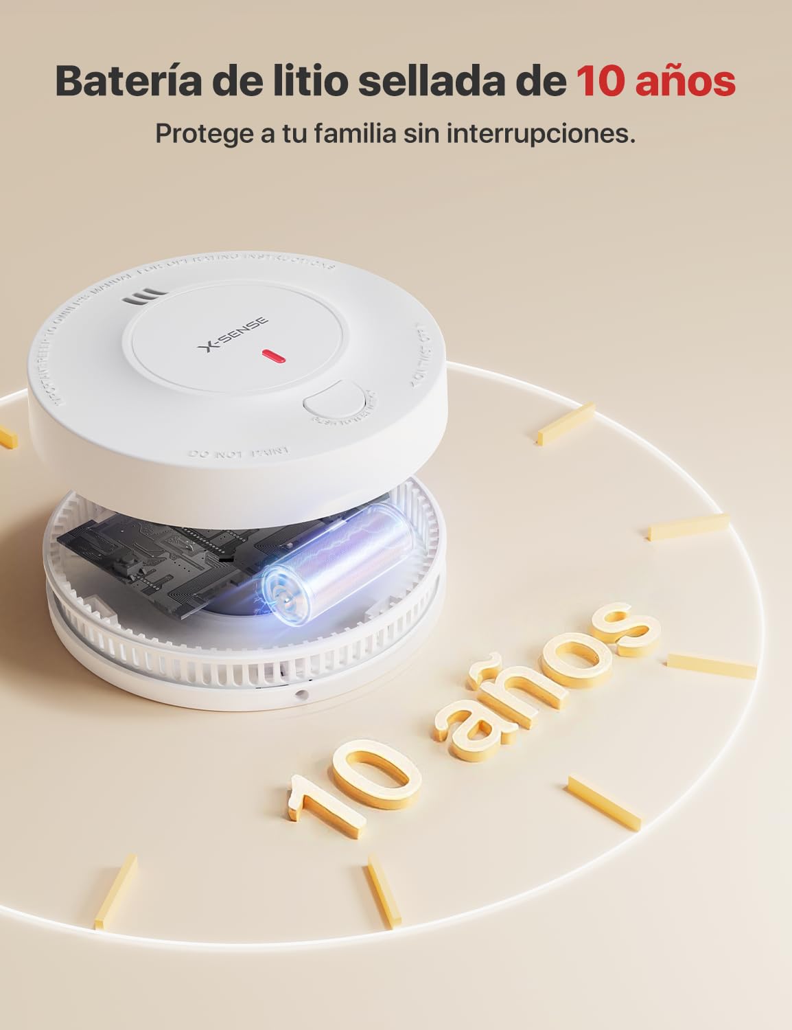 X-Sense Detector de Humo Mejorado batería de 10 años, Alarma de Incendio con Sensor fotoeléctrico, Alarma de Incendio certificada CE y TÜV Rheinland EN14604, SD19, 10 Piezas