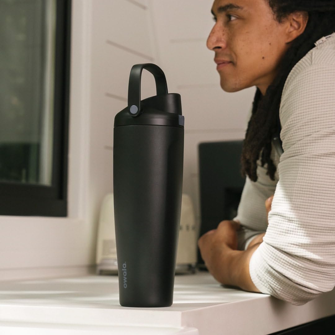 Owala FreeSip Sway borraccia termica in acciaio inox con beccuccio 2‑in‑1, 1185ml, cannuccia integrata e manico ad archetto, per viaggi, scuola e sport, senza BPA, a prova di perdite, Dreamy Fields