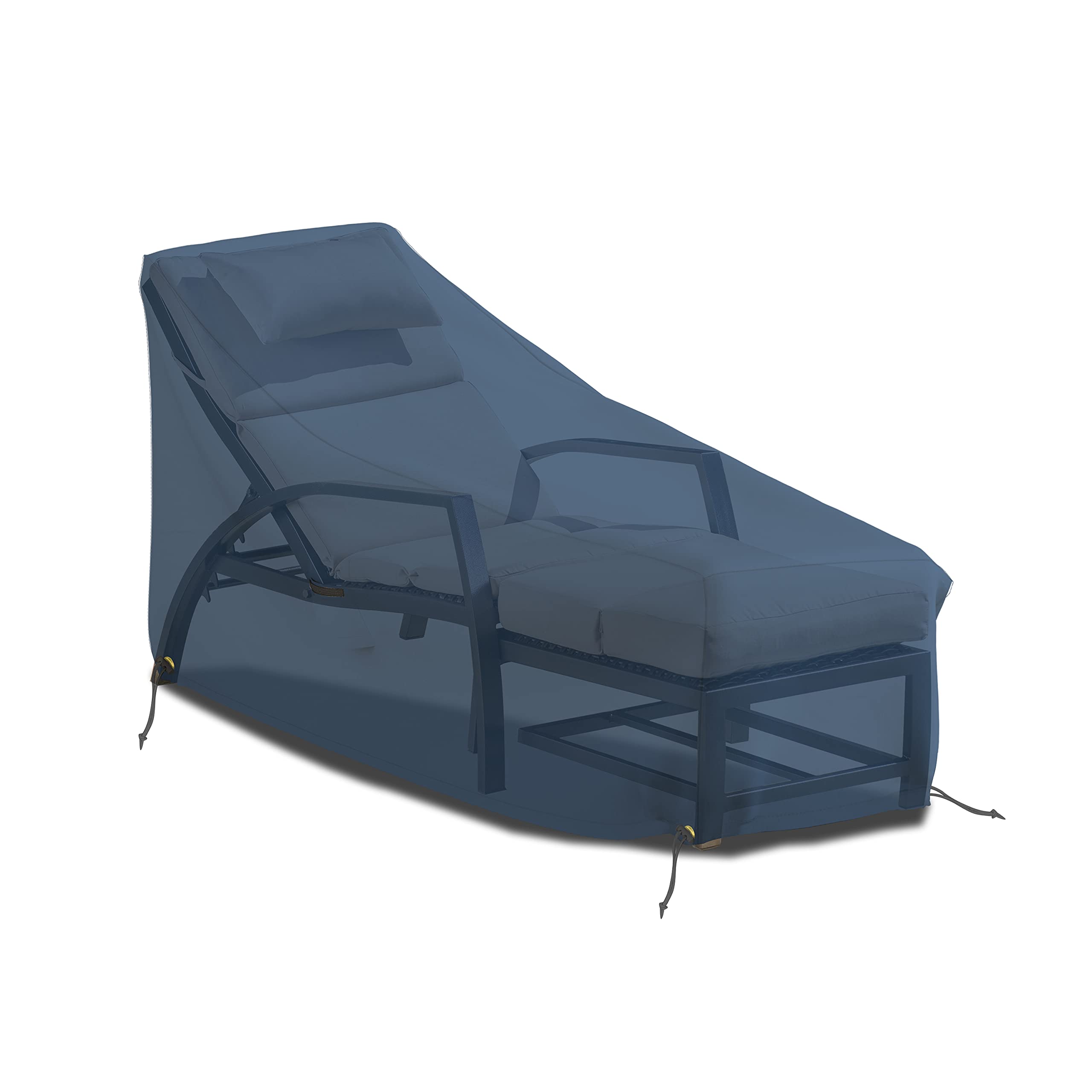 Funda para tumbona de patio de 12 onzas, impermeable, 100% resistente a la intemperie, cubierta de PVC con bolsillos de aire y cordón para un ajuste cómodo (80 W x 34 D x 32 H, azul)
