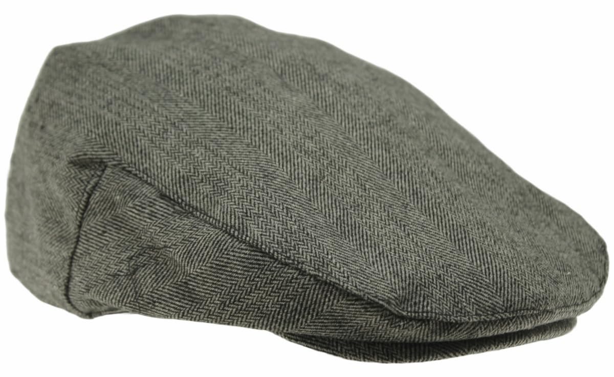 Tom Franks Mens Wool Blend Flat Cap in Charcoal, Size: Medium-Large