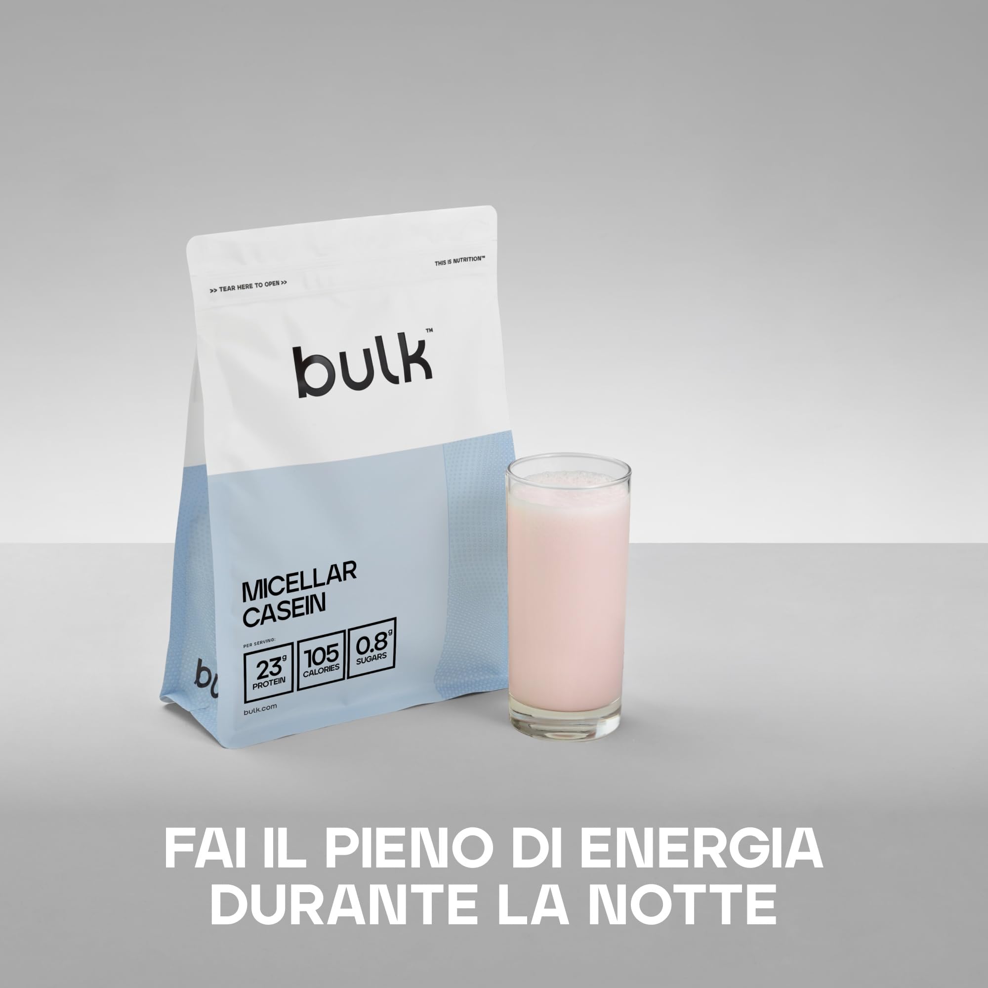 Bulk Caseina micellare, Frullato proteico, Fragola, 2.5 kg, 83 porzioni