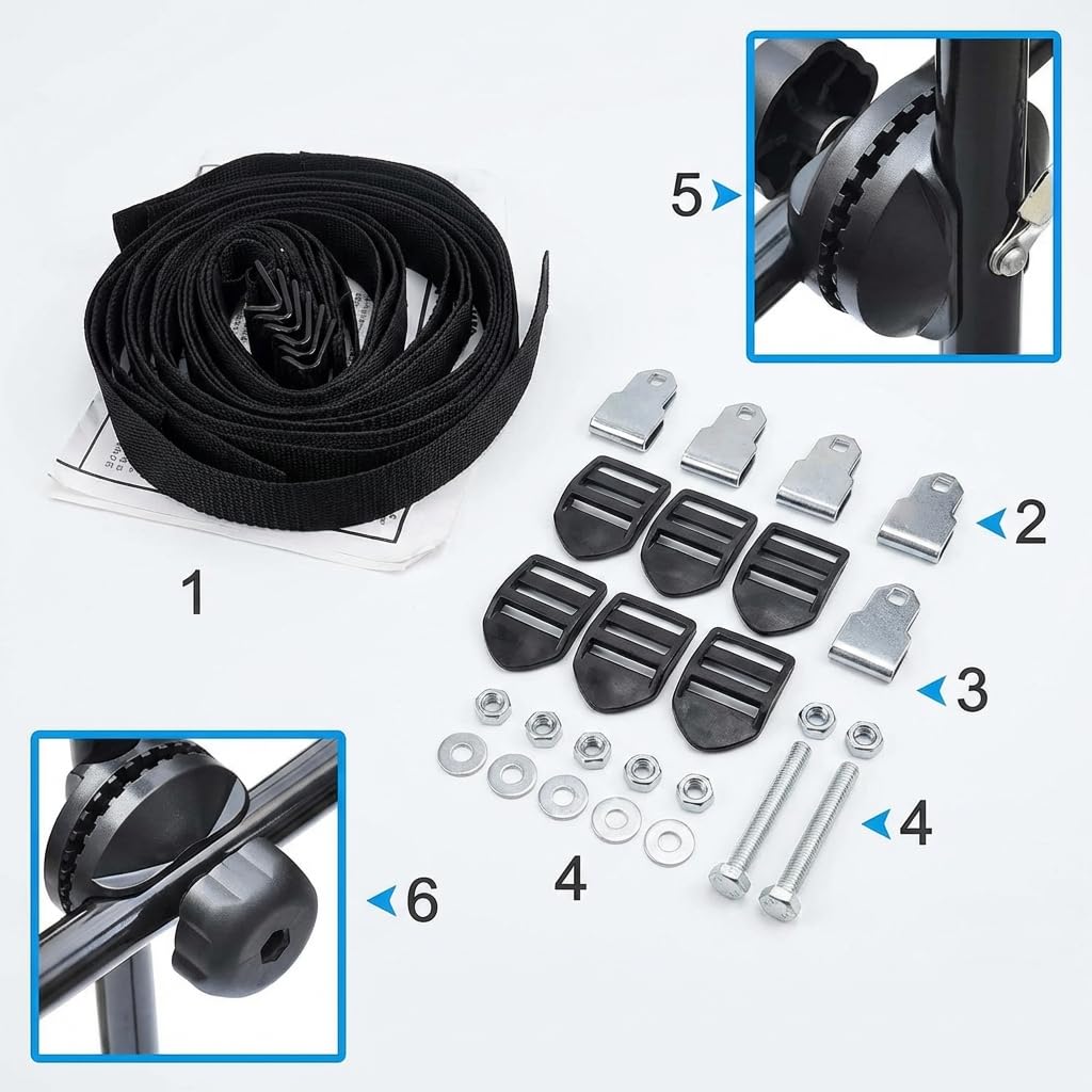 Susy Shop Porte-vélos arrière universel pour voiture, capacité 3 vélos, 40 kg, pliable, acier avec bandes en nylon et crochets