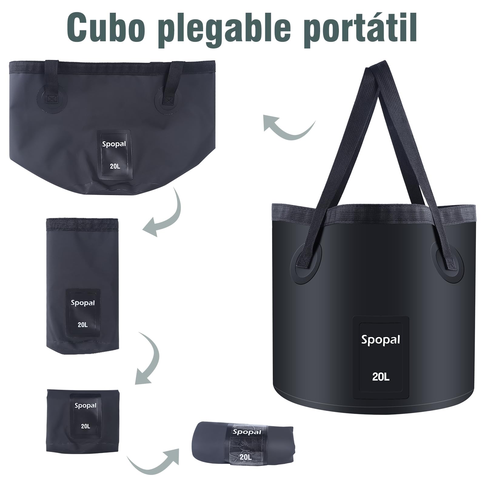 Spopal Ducha Portatil Camping, [Pantalla Temperatura] 8000mAh Recargable Ducha Camper con 20L Cubo Plegable, Modo de 5 Velocidad, Ducha Electrica para Acampar, Hacer Caminatas, Duchas para Perros