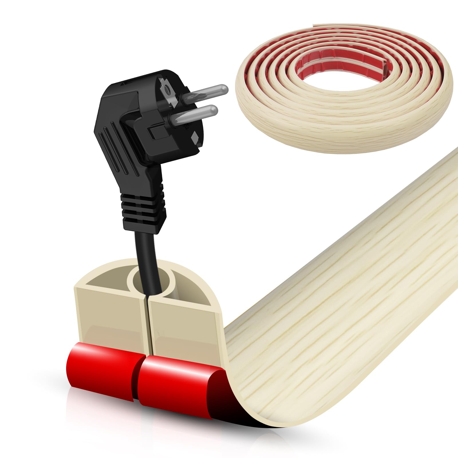Wooden Floor Cord Cover Self Adhesive 10FT Power Cord Protector Yellow