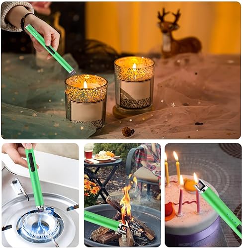 Miniatura 6 de SUPRUS Encendedor fluorescente que brilla en la oscuridad, encendedor USB, recargable, resistente al viento, tamaño de bolsillo para velas, cocinas,