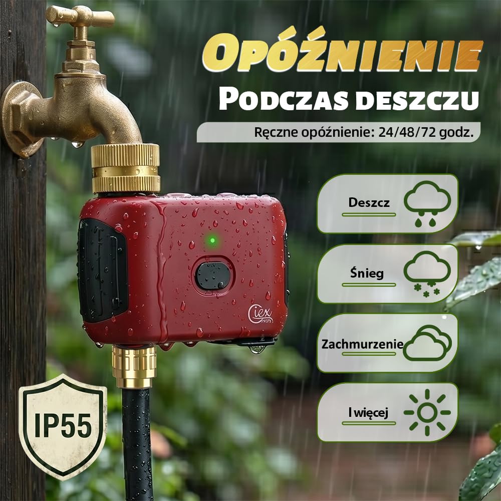 GIEX Timer nawadniania WiFi, inteligentny programator wody do kranu ogrodowego, kompatybilny z Alexa i Google Assistant, działa z aplikacją Tuya Smart Life, automatyczny system podlewania
