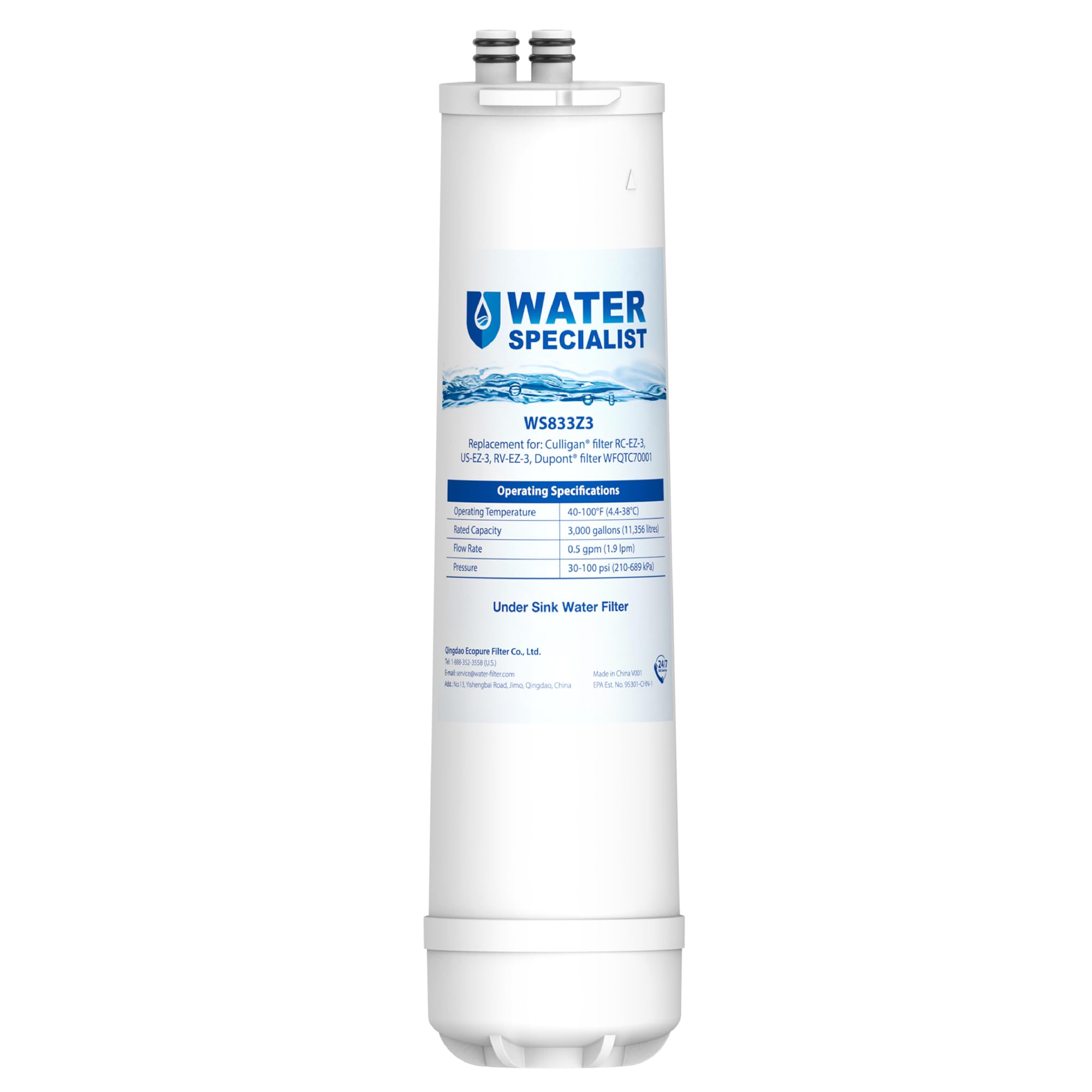 Cartouche Filtre à Eau Culligan RC-EZ-3 - 500 Gallons - Pour Systèmes US-EZ-1, US-EZ-3, US-EZ-4