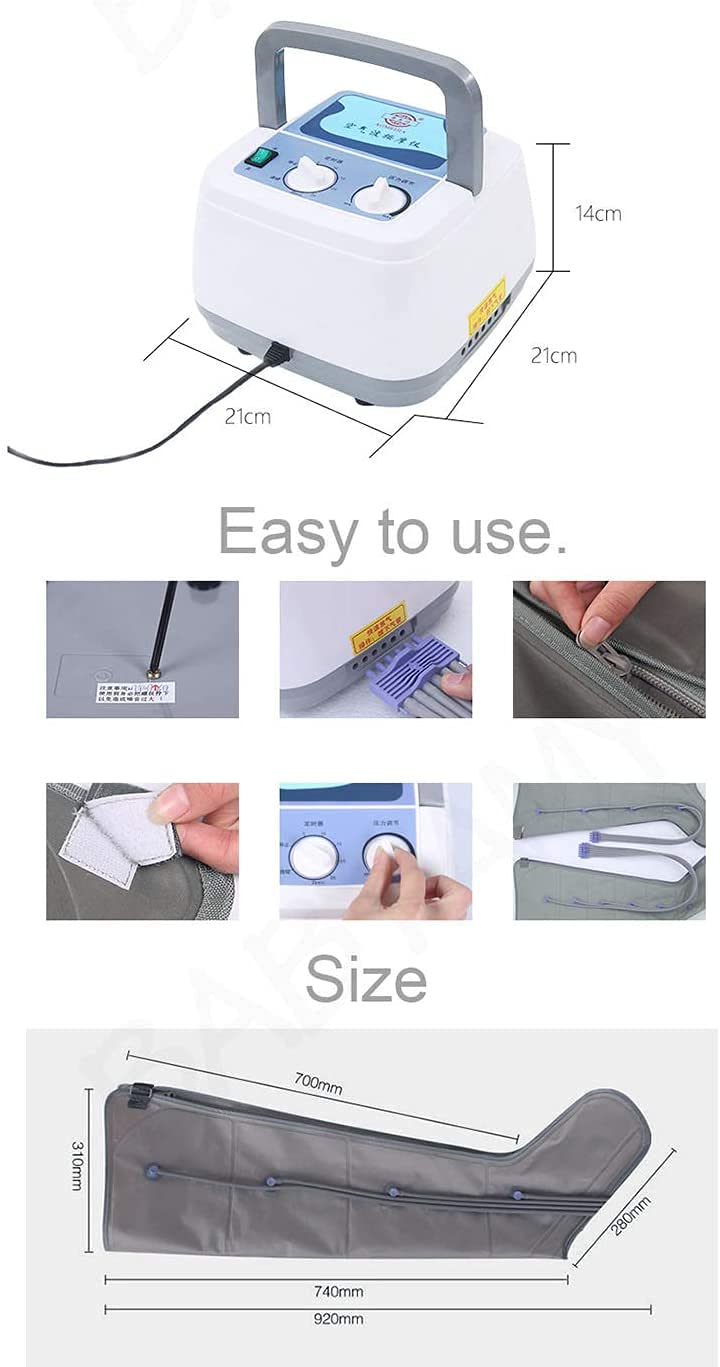 Massaggio alle Gambe Dispositivo per Massaggio Pressoterapia Stivali Massaggio Rilassante per Braccia Pancia Vitelli Gambe e Piedi, 2 Gambe + 1 Braccia + 1 Vita