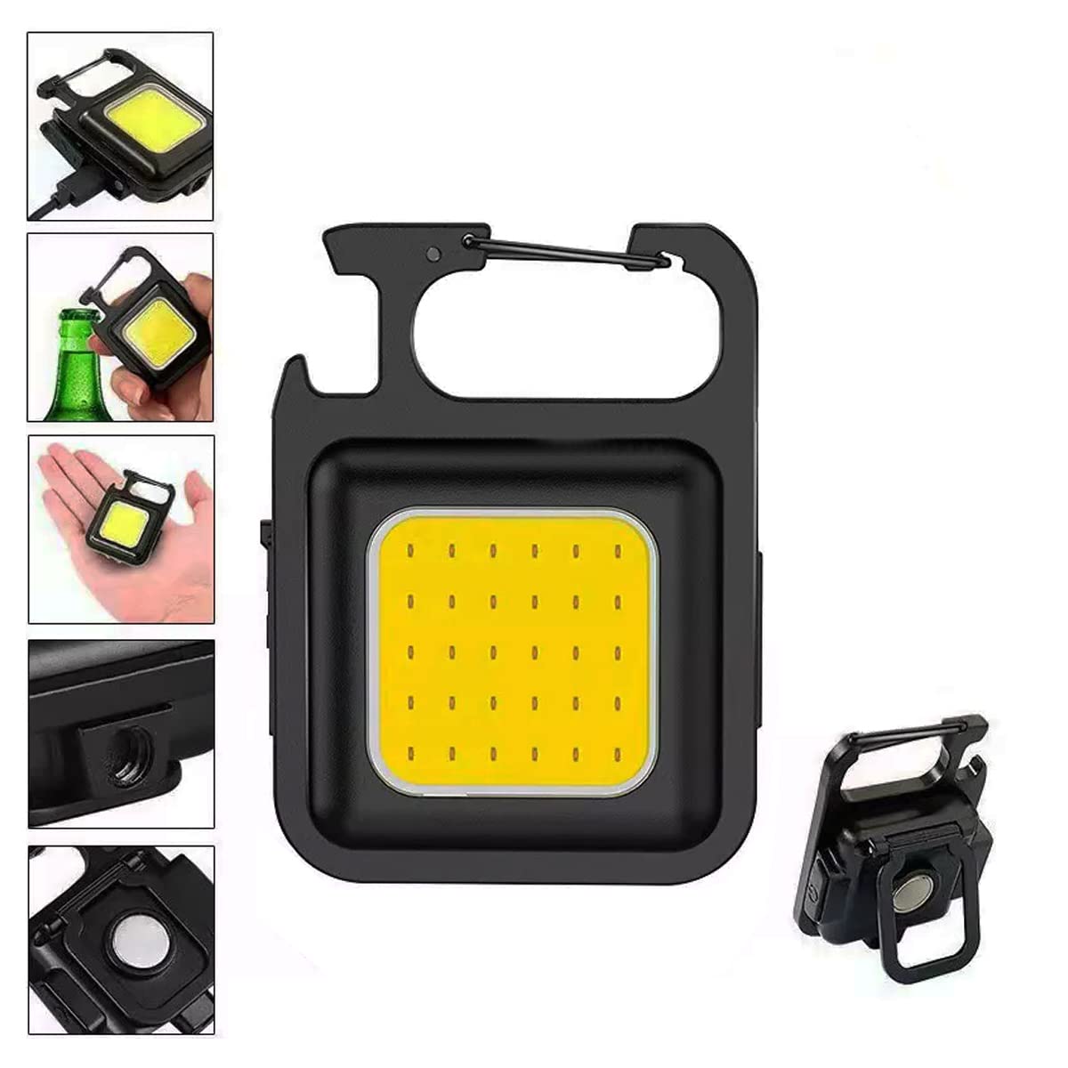 US1984 Keychain Led Light with Bottle Opener, Magnetic Base and Folding Bracket Mini COB High Lumens Rechargeable Emergency Light (Square with 4 Modes) (B0BR8CRTZT) Amazon Price History, Amazon Price Tracker