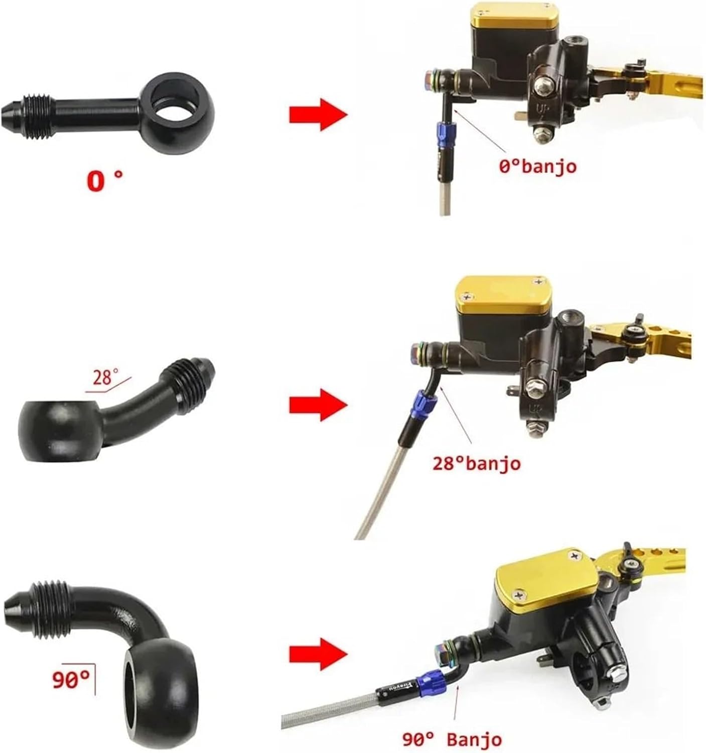 Motorcycle Steel Hydraulic Brake Clutch Line Hose Tube with M10 Screw for Dirt Bike ATV Moped Scooter Quad UTV Brake Grips