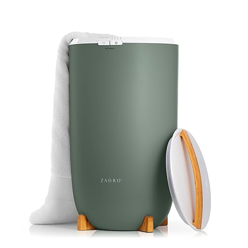 Zadro Large Hot Towel Warmer Bucket Timer Electric Towel Warmer for Bathroom Auto-Shut Off Heated Towel Warmer Spa (Large | 20L | 12" Dia. x 21" Tall, Bamboo/Dark Green) - Large | 20L | 12" Dia. x 21" Tall - Bamboo/Dark Green