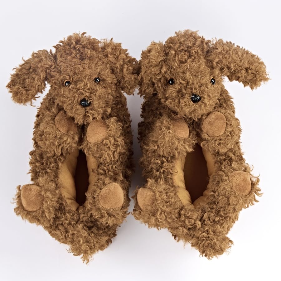 Image of Women's Animal Plush Slippers, Cute Cozy Fuzzy House Shoes Non-Slip Sole