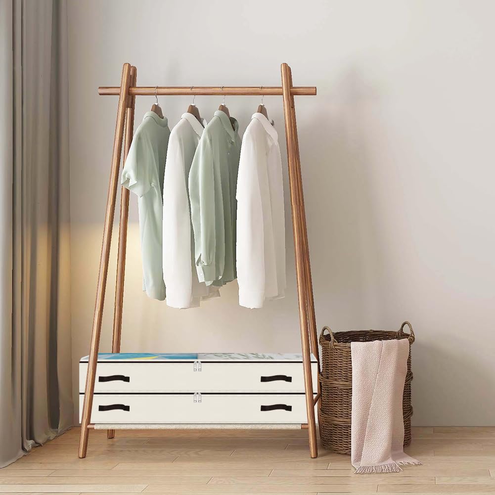 Confezione da 5, 97*50*14cm, Sacchetti di stoccaggio sotto il letto lunghi e stretti per vestiti, biancheria da letto, organizzatore di maglioni, scatola di stoccaggio per abiti da sposa, Beige
