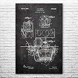 Patent Earth Popcorn Machine Poster Print, Popcorn Decor, Movie Theater Art, Director Gift, Hollywood Wall Art, Producer Gift Dark Concrete (11 inch x 17 inch)