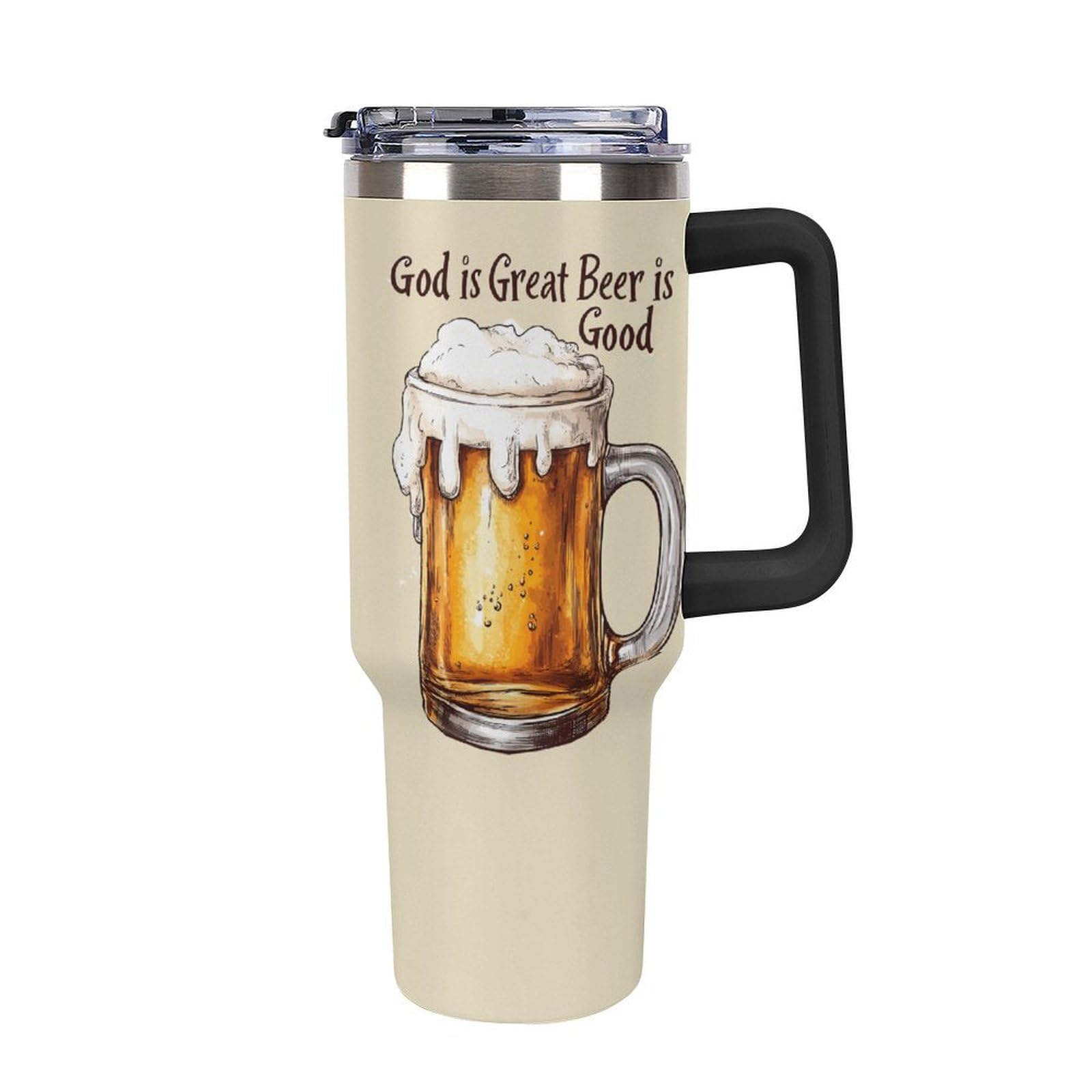 Gobelet de voyage noir de 1134 ml avec poignée idéal pour porte-gobelet de voiture
