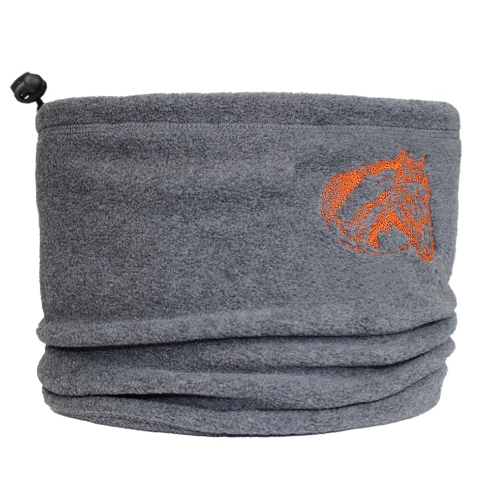 Teddyt's Unisex Grey Horse Thermal Fleece Adjustable Toggle Snood (Grey)