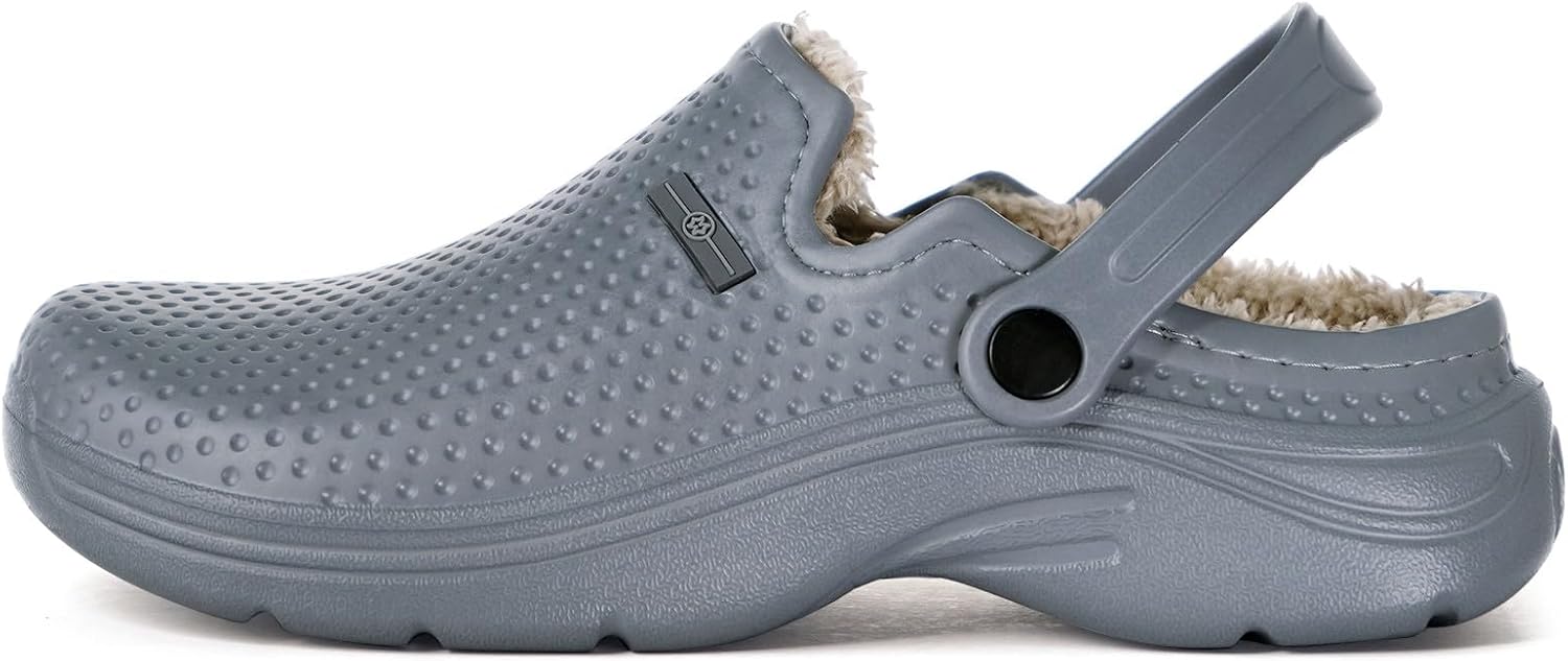 Womens Mens Fur Lined Clogs Waterproof Garden Clog Shoes Winter Warm Fleece Lining Fuzzy House Home Slippers Indoor Outdoor Mules