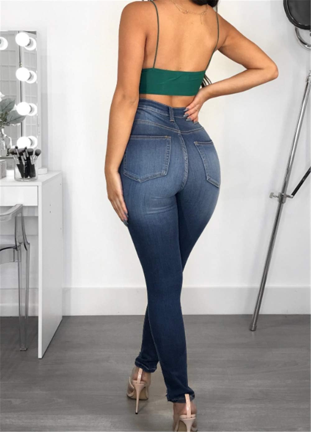 Women's High Waisted Jeans for Women Ripped Skinny Stretch Jeans Distressed Butt Lifting Denim Pants - Image 5