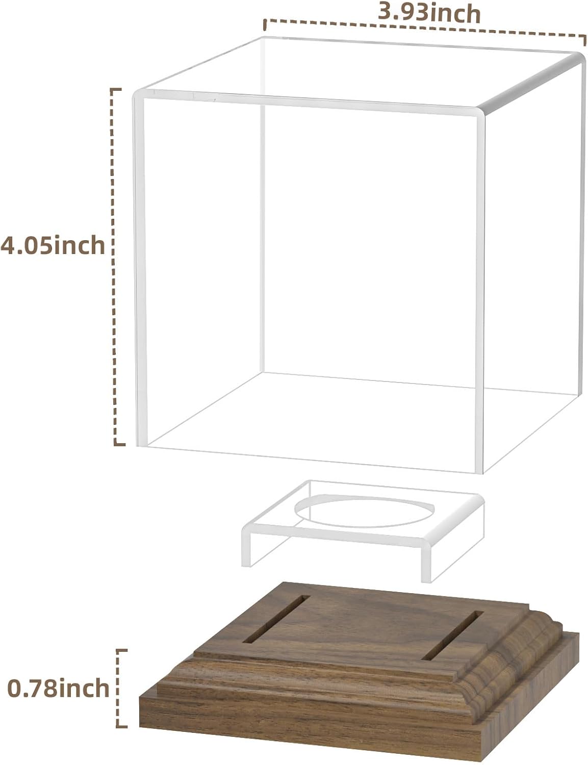 Baseball Case Display for Balls Walnut Wood Base Acrylic Baseball Display Case Baseball Holder Stand Cube Memorabilia Showcase Autograph Ball Protector for Official Size Ball Display - Image 8
