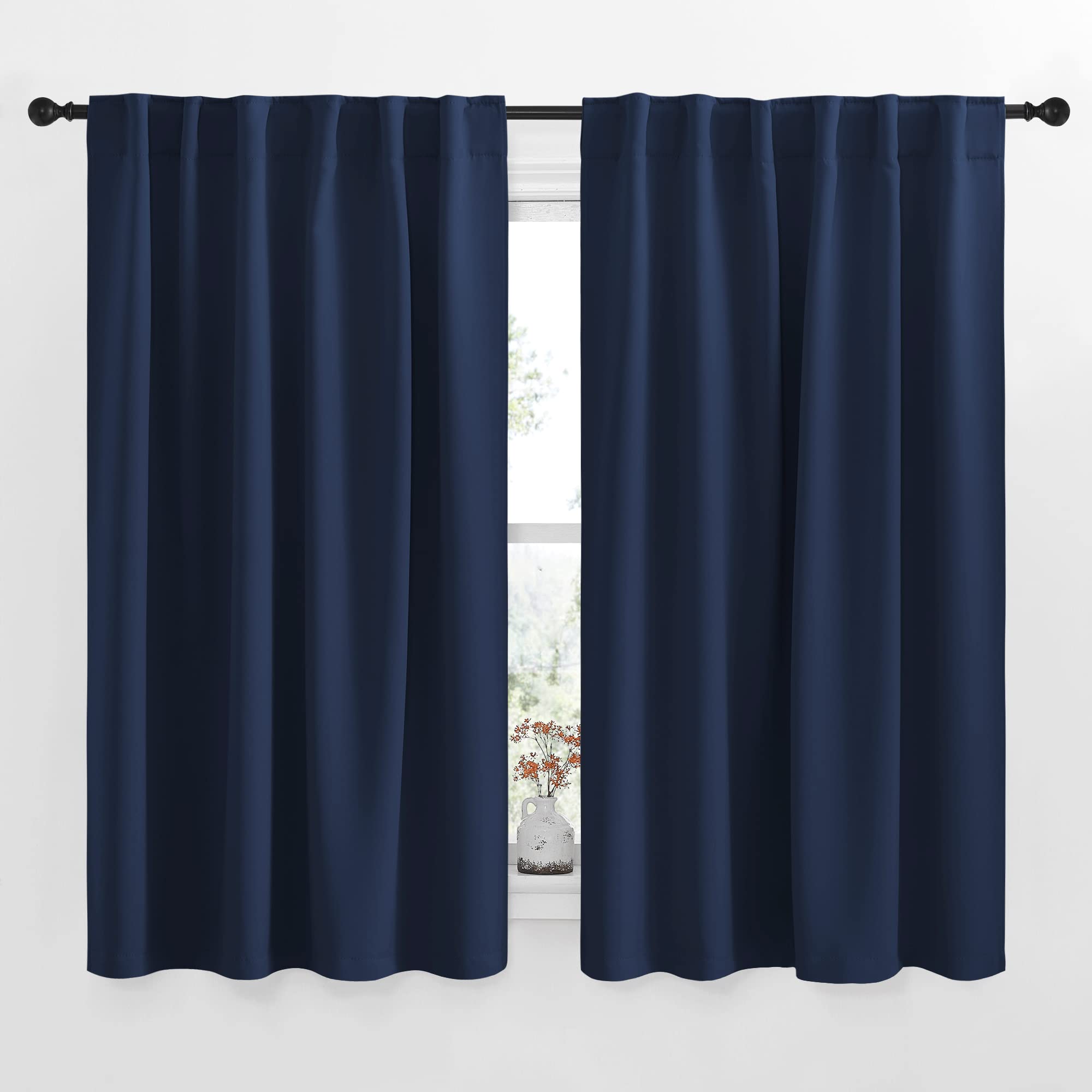 NICETOWN Blackout Curtains Window Drapes - (Navy Color) 52 inches W by 54 inches L, Set of 2, Blackout Curtain Panels for Boy's Nursery