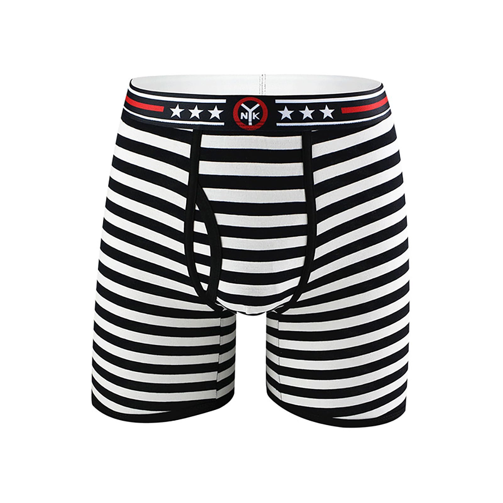 Mens Striped Underwear Classic Boxers Soft Loose Comfortable Breathable Boxer Lounge Loose Stretch Short Black