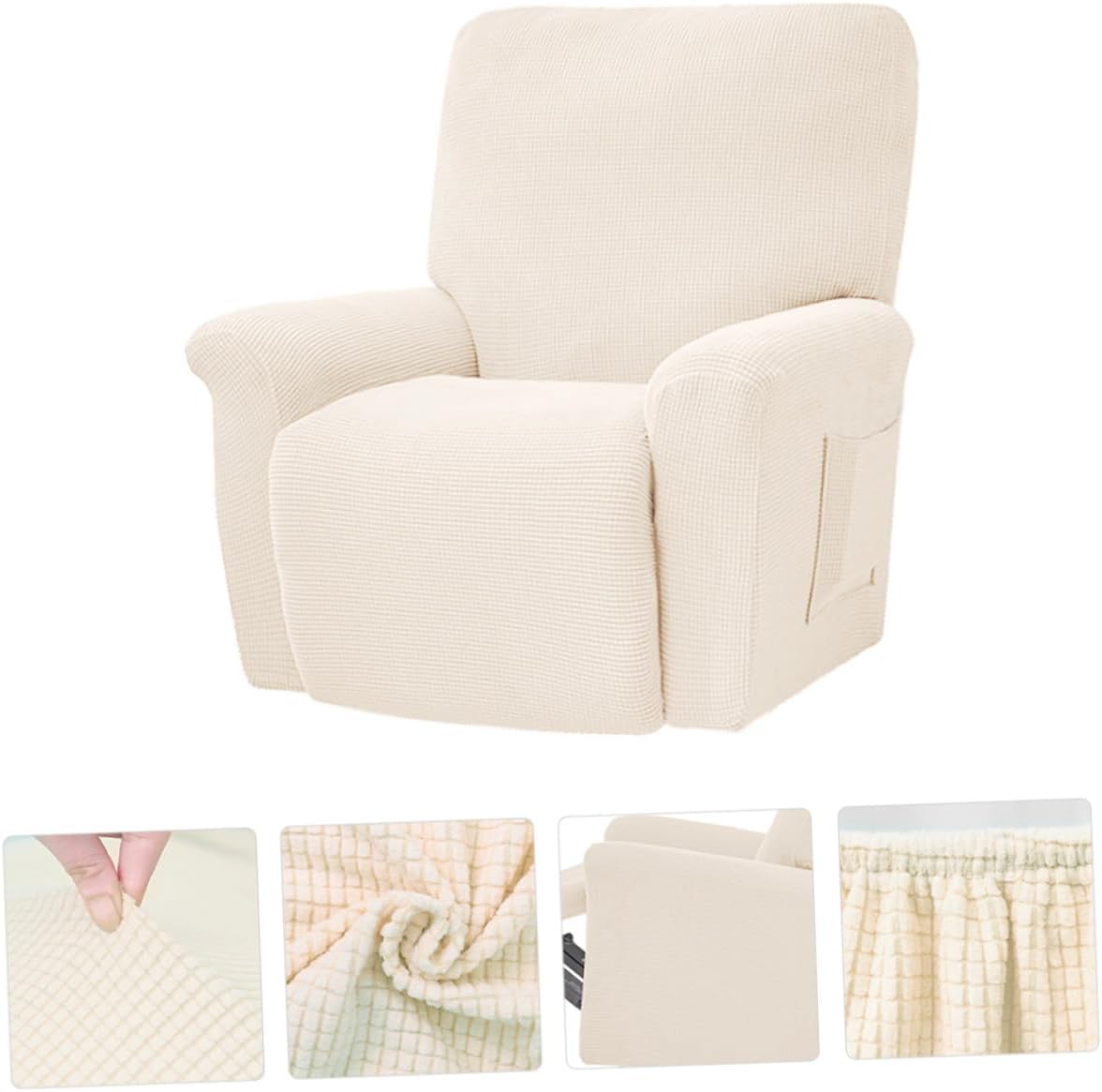 All-Inclusive White Fleece Chair Slipcover Elastic Armchair Cover Massage Recliner Protector for Home Office Furniture