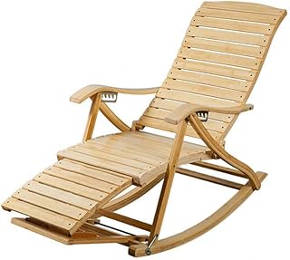 Carl Artbay Mueble de jardín/Silla de salón Natural Balcón Adulto Silla de bambú Silla Mecedora de bambú Silla Vieja, Cojín del Asiento, Desmontable