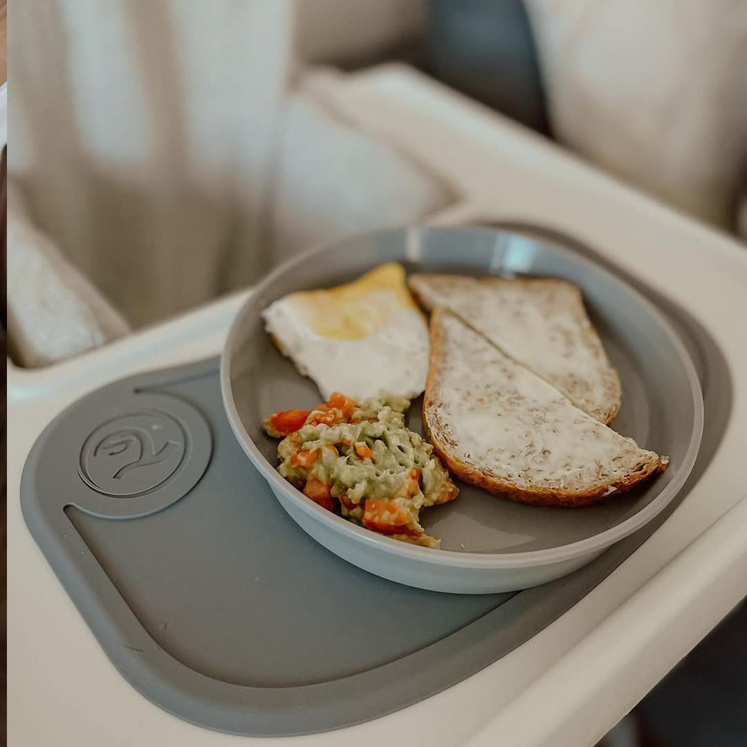Twistshake Set de Vaisselle Bébé Mini + Assiette Divisée | Plaque D'aspiration Bébé + Set de Table Bébé (31x17 cm) + Assiette Divisée | Sans BPA | Plaque D'entraînement | Gris