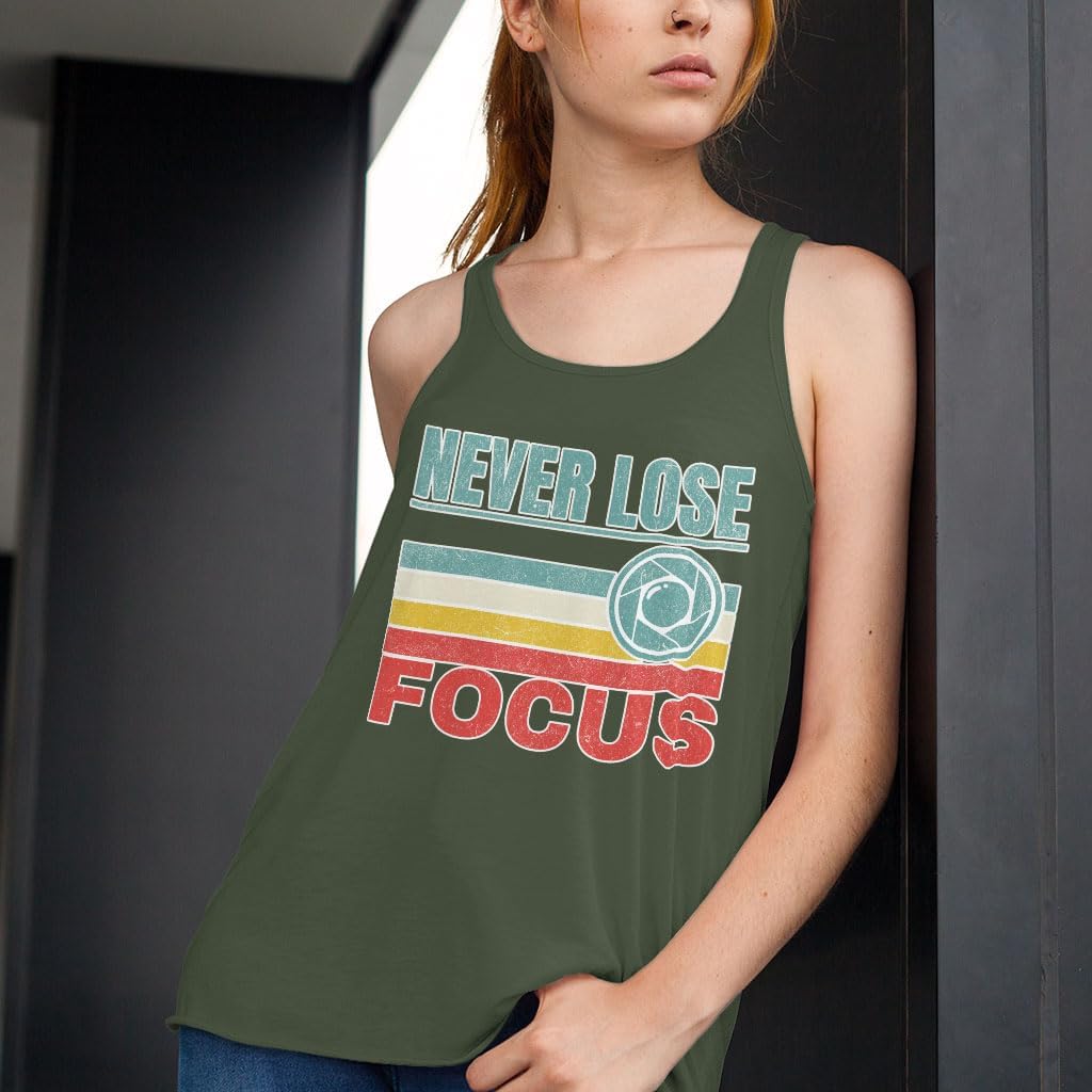 Never Lose Focus Women's Racerback Tank - Retro Tank Top - Unique Workout Tank